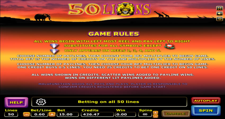fifty lions-joker slot